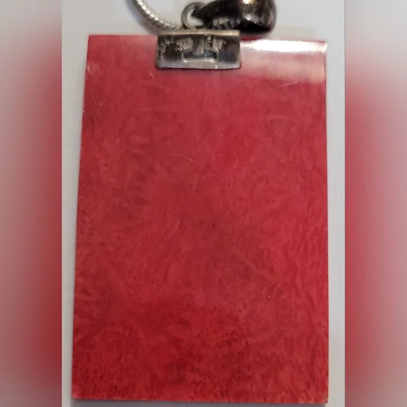 Sterling silver red coral pendant - Picture 3 of 5